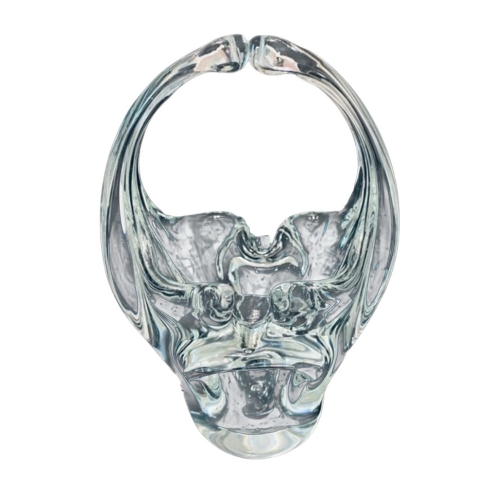 Vintage Hand Blown Glass Basket Vase Ashtray